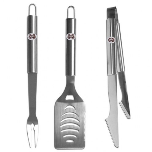 Mississippi State Bulldogs 3 Piece Stainless Steel BBQ Set
