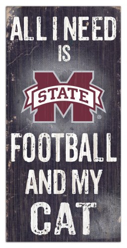 Mississippi State Bulldogs 6&quot; x 12&quot; Football & My Cat Sign