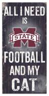 Mississippi State Bulldogs 6" x 12" Football & My Cat Sign