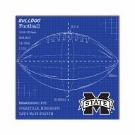 Mississippi State Bulldogs Ball Blueprint 10" x 10" Sign
