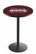 Mississippi State Bulldogs Black Wrinkle Bar Table with Round Base
