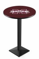 Mississippi State Bulldogs Black Wrinkle Pub Table with Square Base