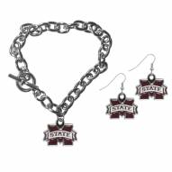 Mississippi State Bulldogs Chain Bracelet & Dangle Earring Set