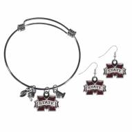Mississippi State Bulldogs Dangle Earrings & Charm Bangle Bracelet Set