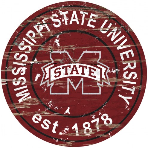 Mississippi State Bulldogs Distressed Round Sign
