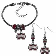 Mississippi State Bulldogs Euro Bead Earrings & Bracelet Set