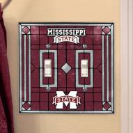Mississippi State Bulldogs Glass Double Switch Plate Cover