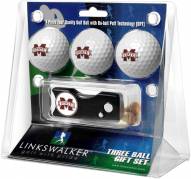 Mississippi State Bulldogs Golf Ball Gift Pack with Spring Action Divot Tool