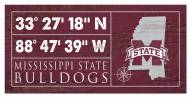 Mississippi State Bulldogs Horizontal Coordinate 6" x 12" Sign