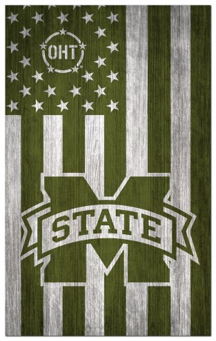 Mississippi State Bulldogs OHT Military Green Flag 11&quot; x 19&quot; Sign