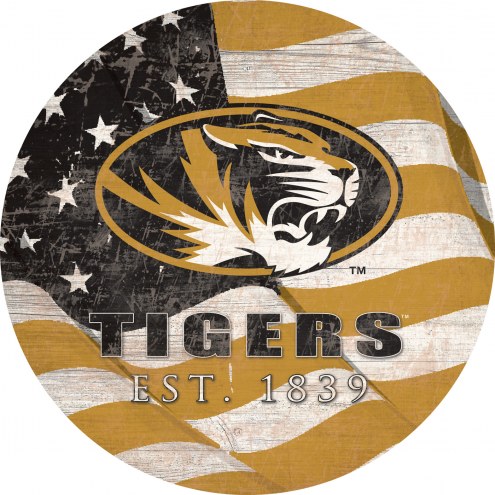 Missouri Tigers 12&quot; Team Color Flag Circle Sign