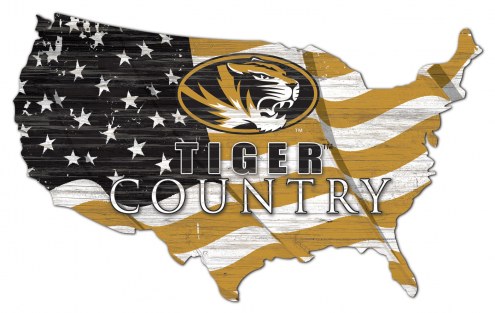 Missouri Tigers 15&quot; USA Flag Cutout Sign