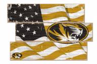 Missouri Tigers Flag 3 Plank Sign