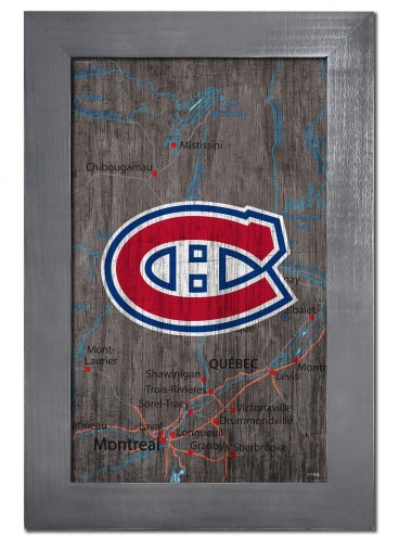 Montreal Canadiens 11&quot; x 19&quot; City Map Framed Sign