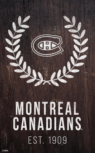 Montreal Canadiens 11&quot; x 19&quot; Laurel Wreath Sign