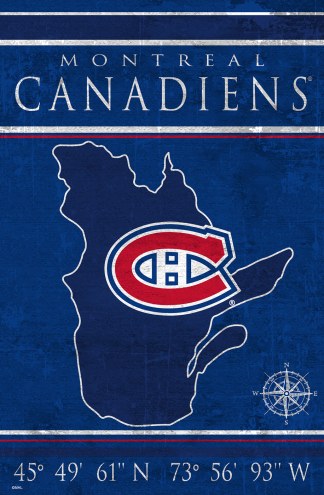 Montreal Canadiens 17&quot; x 26&quot; Coordinates Sign