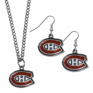 Montreal Canadiens Dangle Earrings & Chain Necklace Set