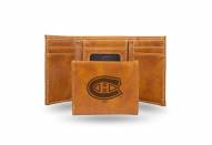 Montreal Canadiens Laser Engraved Brown Trifold Wallet