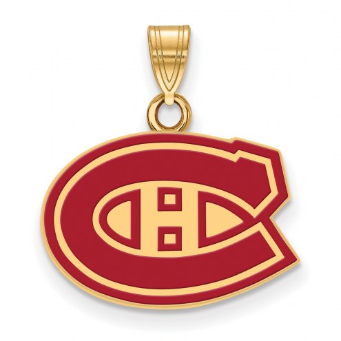 Montreal Canadiens Sterling Silver Gold Plated Small Enameled Pendant
