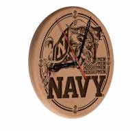 Navy Midshipmen Laser Engraved Wood Clock