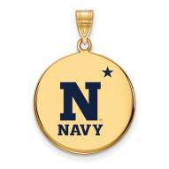 Navy Midshipmen Sterling Silver Gold Plated Large Pendant