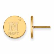Navy Midshipmen Sterling Silver Gold Plated Small Disc Earrings