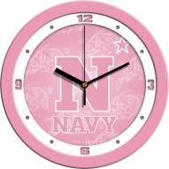 Navy Midshipmen Pink Wall Clock