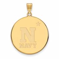 Navy Midshipmen Sterling Silver Gold Plated Extra Large Disc Pendant