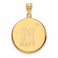 Navy Midshipmen Sterling Silver Gold Plated Large Disc Pendant