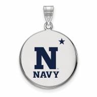 Navy Midshipmen Sterling Silver Large Enamel Disc Pendant