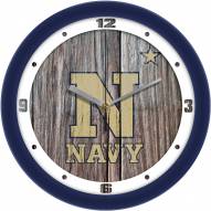 Navy Midshipmen Weathered Wood Wall Clock