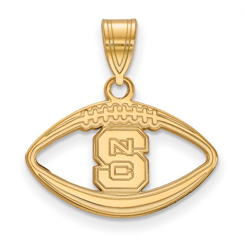 North Carolina State Wolfpack Sterling Silver Gold Plated Football Pendant
