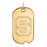 North Carolina State Wolfpack Sterling Silver Gold Plated Large Dog Tag
