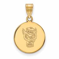 North Carolina State Wolfpack Sterling Silver Gold Plated Medium Disc Pendant