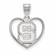 North Carolina State Wolfpack Sterling Silver Heart Pendant