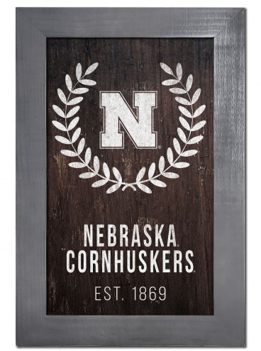 Nebraska Cornhuskers 11&quot; x 19&quot; Laurel Wreath Framed Sign