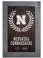 Nebraska Cornhuskers 11" x 19" Laurel Wreath Framed Sign