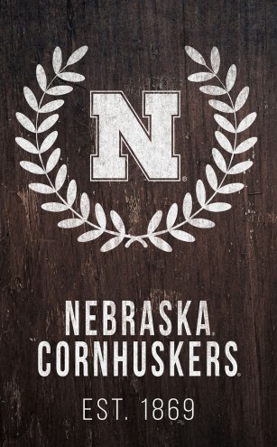 Nebraska Cornhuskers 11&quot; x 19&quot; Laurel Wreath Sign