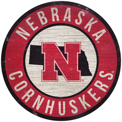 Nebraska Cornhuskers 12&quot; Circle with State Sign