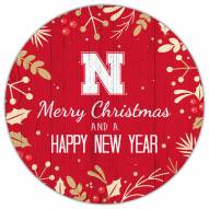 Nebraska Cornhuskers 12" Merry Christmas & Happy New Year Sign