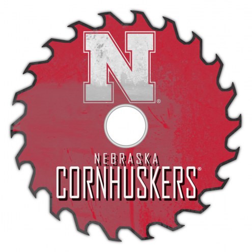 Nebraska Cornhuskers 12&quot; Rustic Circular Saw Sign