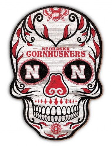 Nebraska Cornhuskers 12&quot; Sugar Skull Sign