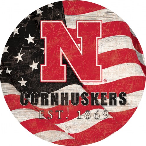 Nebraska Cornhuskers 12&quot; Team Color Flag Circle Sign