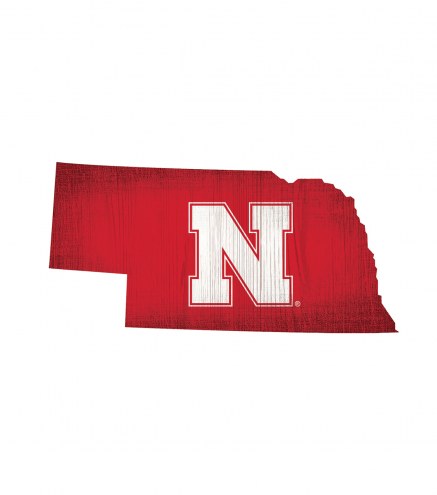 Nebraska Cornhuskers 12&quot; Team Color Logo State Sign