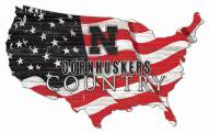 Nebraska Cornhuskers 15" USA Flag Cutout Sign