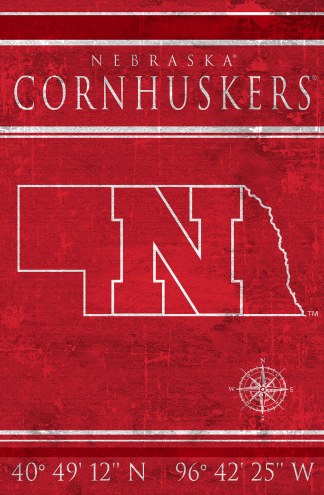 Nebraska Cornhuskers 17&quot; x 26&quot; Coordinates Sign