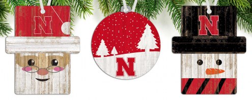 Nebraska Cornhuskers 3-Pack Christmas Ornament Set