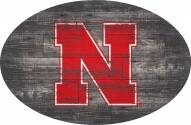 Nebraska Cornhuskers 46" Distressed Wood Oval Sign