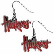Nebraska Cornhuskers Chrome Dangle Earrings
