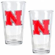 Nebraska Cornhuskers College 16 Oz. Pint Glass 2-Piece Set